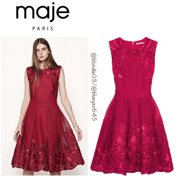 Maje Dresses & Skirts - Maje “Reason” bee mesh midi dress 1 (US S)